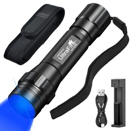 ULTRAFIRE Blue Light Flashlight, 450-460nm Single Mode LED Blue Flashlight, Portable Small Blue Light for Night Fishing and Outdoor Activities-Black House WF-508BL