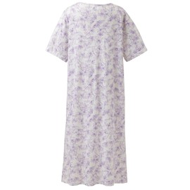 Keyocean Nightgowns for Ladies, Soft Cotton Lightweight Comfortable Women Short Sleeves Nightgown, Purple Lily Floral, Medium