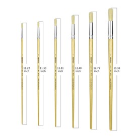 XDT#582 Round Tip Artist Paint Brush 6 Piece Set Medium Stiff Hog Bristle Extra Long Handle #1#3#5#7#9#11, Best Brush for Painting Oil Acrylic Watercolor On Canvas