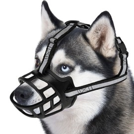 ODRIEW Dog Muzzle for Large Dogs, Breathable Basket Muzzles for Small, Medium and X-Large Aggressive Dog, Allows Panting Drinking, Suitable for Grooming Trimming Training (5, Blacks)