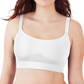 Bali Women's Modern Seamless Bralette, Pullover Wireless Bralette with Adjustable Straps, White, Large