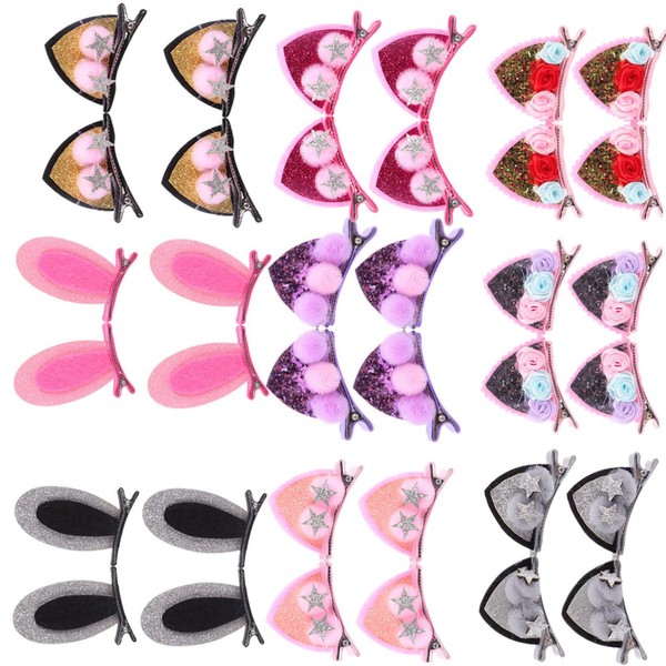 Gatuida 18pcs Cute Rabbit Ear Hairpins and Cat Ear Headdress