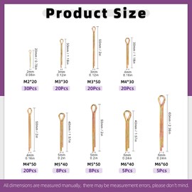 Swpeet 136Pcs 9 Size M2 M3 M4 M5 M6 Colored Zinc Plated Cotter Pin Assortment Kit, Straight Pins Hair Pin Hitch Pin Split Pin Holds Pins R Clips Fastener Clips for Lock System