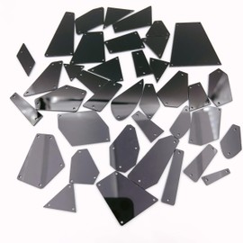 NUO RUI Black Sew on Rhinestones, Crystal Sewing Mirrored Beads for DIY Mirror Suits Dress Costume Accessories (50)