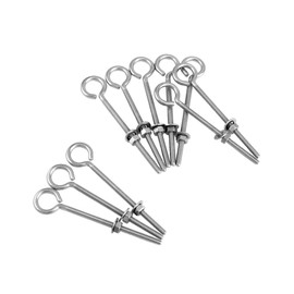 QWORK Eye Bolts, 10 Pack 1/4" x 4" Stainless Steel Long Threaded Eyebolts with Nuts, for Hanging or Securing Cables