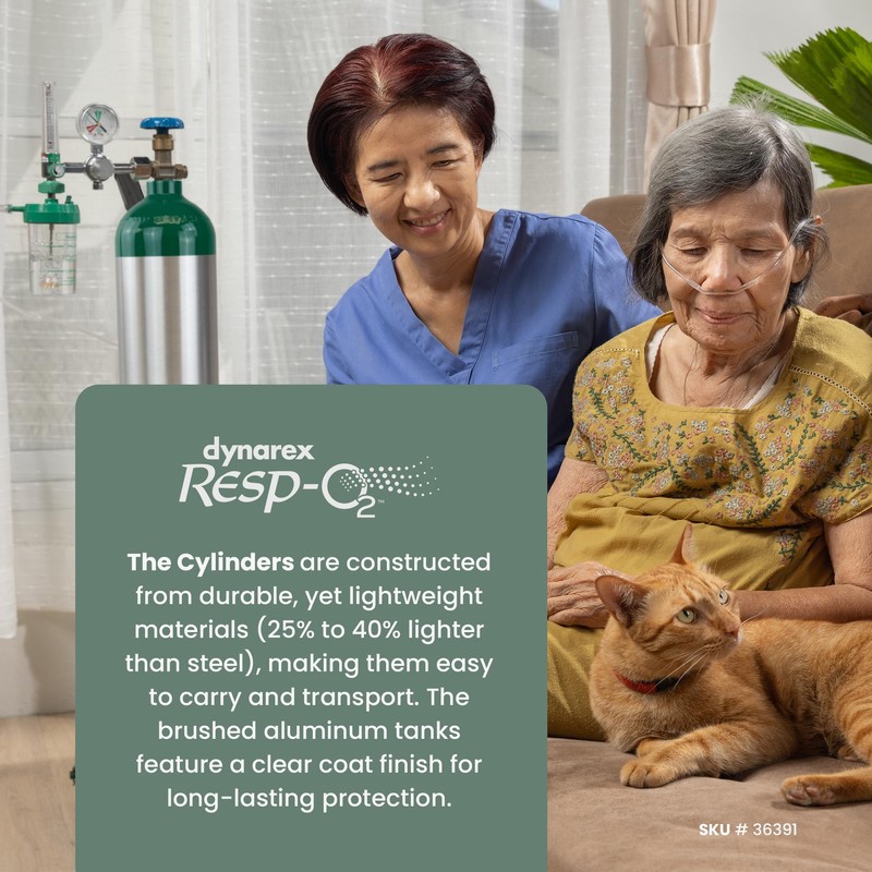 Dynarex Resp-O2 M15 Oxygen D-Cylinder with CGA 870 Post Valve