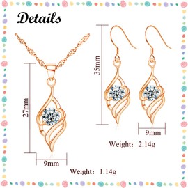 Deyanse Silver Jewellery Set, 925 Sterling Silver Drop Dangle Hook Earrings & Necklace Pendant Set, Angel Wing Women's Jewelry Set, Wing Pendant with 45+5cm Chain & Hook Earrings set for Women Girl