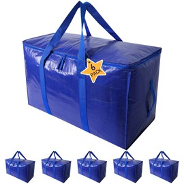 Moving Bags Heavy Duty Extra Large Storage Tote for Space Saving, Traveling Organizer, with Zippers & Strong Carrying Handles Alternative to Moving Boxes, Packing Supplies (Set of 6)