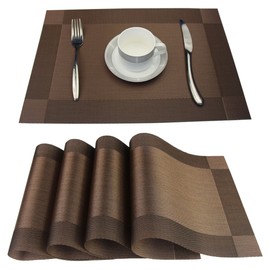 SINGTAN Placemats 6 Pack, 18 X 12 inches Stain Resistant PVC Placemat for Dining Table Woven Vinyl Heat-resistantS Table Mats Easy to Clean,6 Pieces of placemats in a Pack