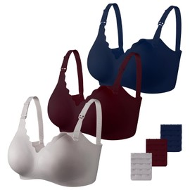 Dresime Nursing Bras for Breastfeeding,3 Pack Wireless Ultra Comfort Maternity Bra Jelly Strip Support Pregnancy Bralette