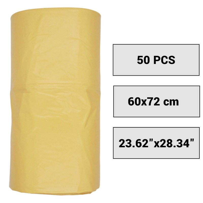 SKIR'CO Pack of 50 Bin Liners 60 Litre Yellow Bin