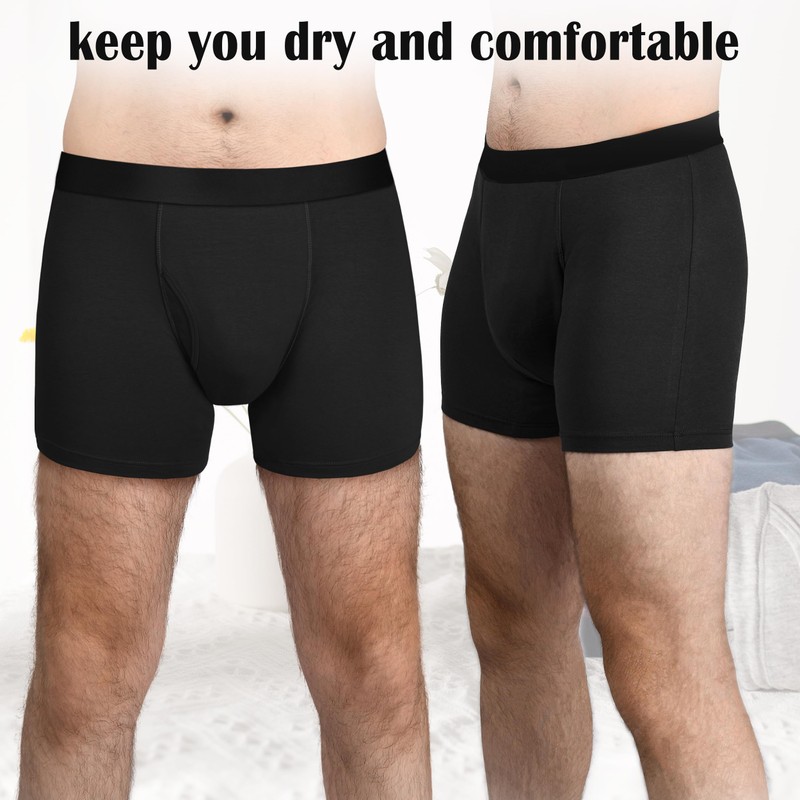 TIICHOO Mens Incontinence Underwear Washable with Absorbency Fly Front Leak
