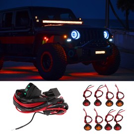 Turn Flasher Relay Harness, UTV Turn Rocker Switch ATV Street Legal Lighting Kit Turn Flasher Relay Harness Replacement for Polaris Ranger RZR (Vertical Green Turn Switch)