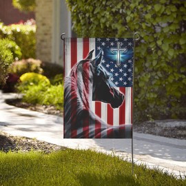 Patriotic Horse American Garden Flag 12.5"X18" Inch Double-Sided Patriotic Garden Flag Vibrant Color Outdoor Decor Yard Sign