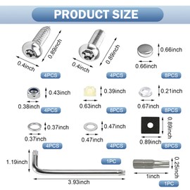 Opuweiy License Plate Screws Kits, Stainless Security Screws Fastener Nut, Car License Plate Anti-Theft Buckle Fixing (Silver)