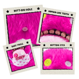 Fuggler Mini Rascals 9-inch Assortment Series 1 (Double Trouble) (Oogah Boogah (Pink - Long Pile) by ZURU, Funny Ugly Monster Plush Toy