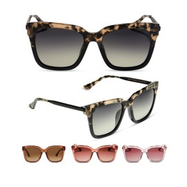 DIFF Bella Square Sunglasses for Women UV400 Protection, Designer Oversized trendy glasses w/travel case, Grey Fade + Grey Gradient