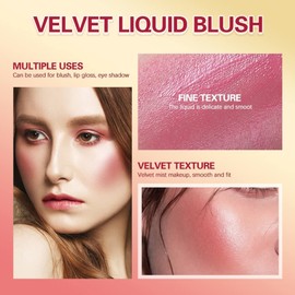 Bluemega Liquid Blush Soft Cream Face Blush, Maquillaje De Belleza Hidratante Ligero Y Mezclable De Larga Duración para Mejillas, Aspecto Natural Acabado Mate Tinte De Piel Cubierta De Rocío (B)