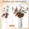 6 Pcs Fall Stem for Vases Artificial Rusty Leaves Branch