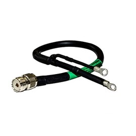 3.0' RG213/U 50 Ohm Coax with SO-239 Connector to Ring Terminals, Split 4" with Weather Proof Heat Shrink Tubing