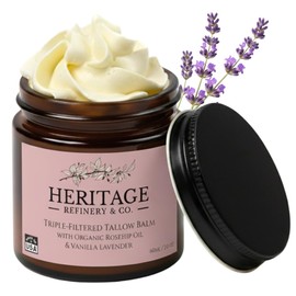 Whipped Beef Tallow for Skin Eczema - Infused Rosehip Oil & Lavender Essential Oil - Made in USA, Baby, Men, Women Natural Moisturizer for Body & Face, Wrinkle Repair Defense, Grass Fed Skincare 2 Oz