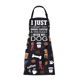 ENSIANTH Coffee Dog Gift Funny Coffee Apron for Dog Lover Gift I Just Want to Drink Coffee Snuggle with My Dog Apron for Dog Mom (coffee dogs aprons)