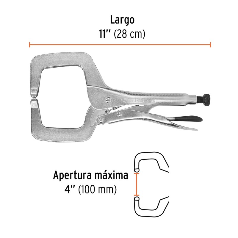 Truper PPP-11R, Pinza de presión tipo "C" de 11", con
