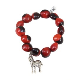 EVELYN BROOKS Silver Zebra Charm Stretchy/Adjustable Bracelet for Women-Symbol of Balance & Freedom - 6.5” - 7.5”- w/Meaningful Huayruro Seed Beads - Great Gifts