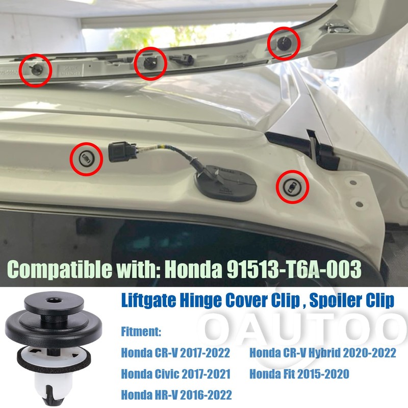 OAUTOO 20pcs Tailgate Spoiler Clip for Honda 91513-T6A-003 CR-V Civic