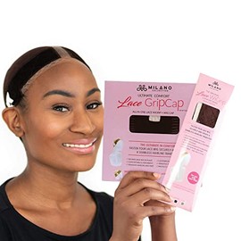 MILANO COLLECTION Lace Wigrip & Lace Grip Cap Combo- Lace Wigs & Frontals with Reinforced Swiss Lace by Hairline and Part- Brown