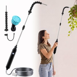 Rechargeable Cordless High Reach Plant Waterer, Telescopic Wand (25.6–35.4 in) & 6.56ft Hose, Dual Nozzles, 2000mAh Battery, Effortless Hanging Plant Waterer for Indoor Outdoor Garden