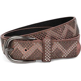 styleBREAKER serrated-look riveted belt with two-coloured rivets, vintage belt, can be shortened, unisex 03010069, Colour:Old Rose, size:80cm