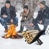 Firewood Rack Indoor Outdoor, Portable Wood Rack, Black Steel Fireplace