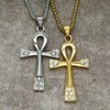 Puzamen Ankh Cross Necklace for Men Women with Cubic Zircon