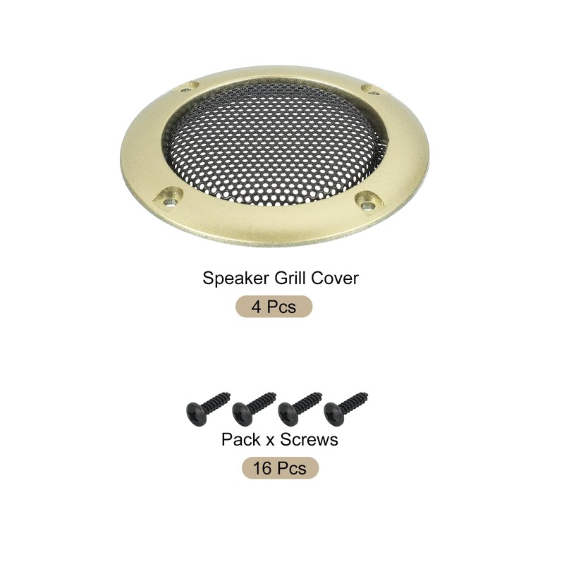 MECCANIXITY 4 Pcs 2inch Black Speaker Grill Mesh Metal Woofer