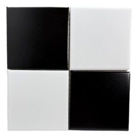 Tenedos HTC332 Matte Black and White Porcelain Tile – 8x8 Slip-Resistant Surface for Floor or Wall – Classic Checkered Pattern – Ideal for Bathrooms, Kitchens, Borders, Accent Walls