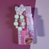 Brillo Labial Gloss Rosa Kawaii Con Llavero Moño Cuentas Ros