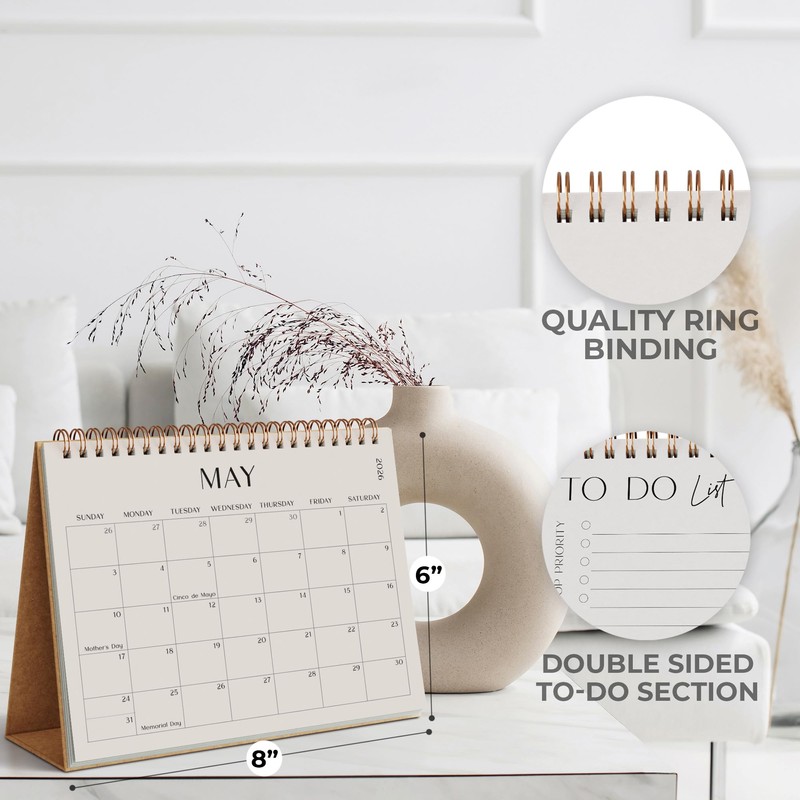 Aesthetic Desk Calendar 2026 - Runs until December 2026 -