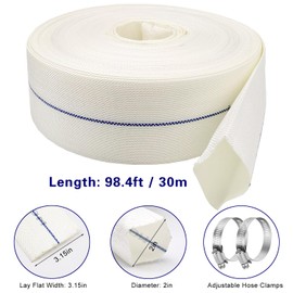 Ahzemepinyo 2IN x 98FT Pool Backwash Hose Heavy Duty Drain Discharge Hose LayFlat Garden Hose with 2 Clamps,Weatherproof Burst Resistant for Water Transfer, Sump Pump, Pool Filter, Pool Drain