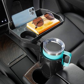 【3in1 Design】JOYTUTUS Car Drink Holder with Tray Attached, Multi-functional Cup Holder for Car, Drink Holder, Car Bottle Holder, 3in1 Design, Multi-functional Cup Holder, Smartphone Slot, Stability