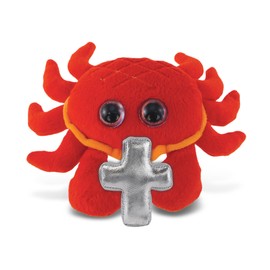 DolliBu Big Eye Red Crab Stuffed Animal with Silver Cross Plush - Religious Baptism Gifts for Boys and Girls, Cute Dedication Christening Gifts Plush Prayer Toy Healing Teddy Bear - 6 Inches