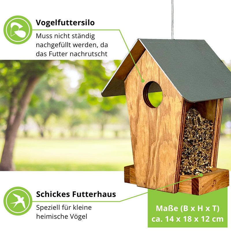 GARTENETAGE Sweden Scattered Feed Silo - Colourful Bird Feeding for