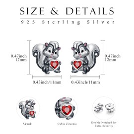 Skunk Earrings 925 Sterling Silver Skunk Stud Earrings Jewelry Gift for Women