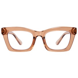 ZESAKER Oversized Square Reading Glasses for Women, Blue light Blocking Computer Readers, Fashion Spring Hinge Readers for Women (Champagne,1.5)