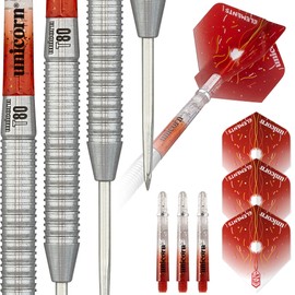 Unicorn Steel Tip Darts Set | Core Striker Series Style 1 | 80% Natural Tungsten Barrels | 20 g