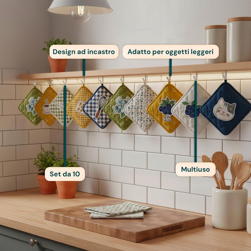 Avilia - Set 10 Ganci Bianchi Appendiabiti Scaldasalviette Universali in