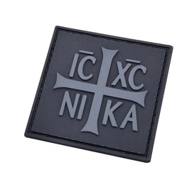 LEGEEON Orthodox Byzantine Cross ICXC Nika Christ Conquers Christogram PVC Patch (Black) Compatible with Velcro Velcro - Patches for Clothing, Tactical Equipment