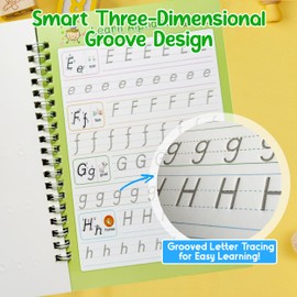Magic Practice Copybook - Reusable Writing Practice Book - for Preschool Kids Age 3/8 - ​Calligraphy Book 9.44in X 6.29in - (5 Books with 2 Pens 10 Refills)