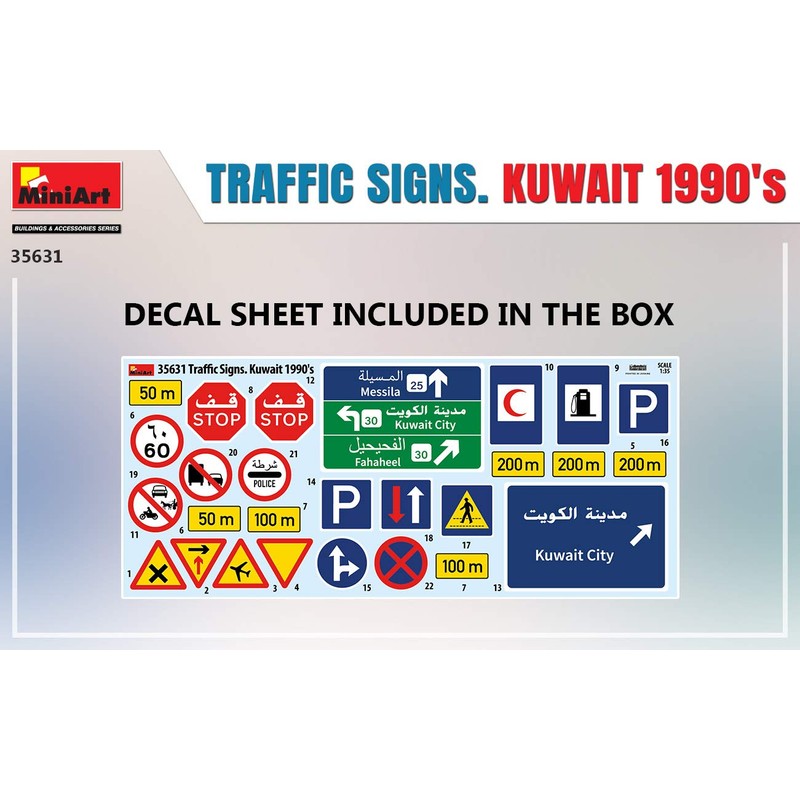 Mini Art 1/35 Kuwait Road Sign Set 1990s Plastic Model