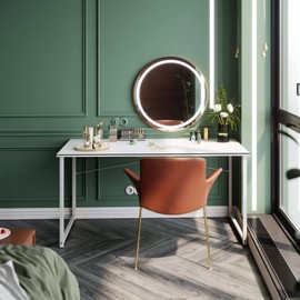 Modern Simple High-Level Color Matching Computer Desk,55 Inch Home Office Desk,Makeup Vanity Desk,White